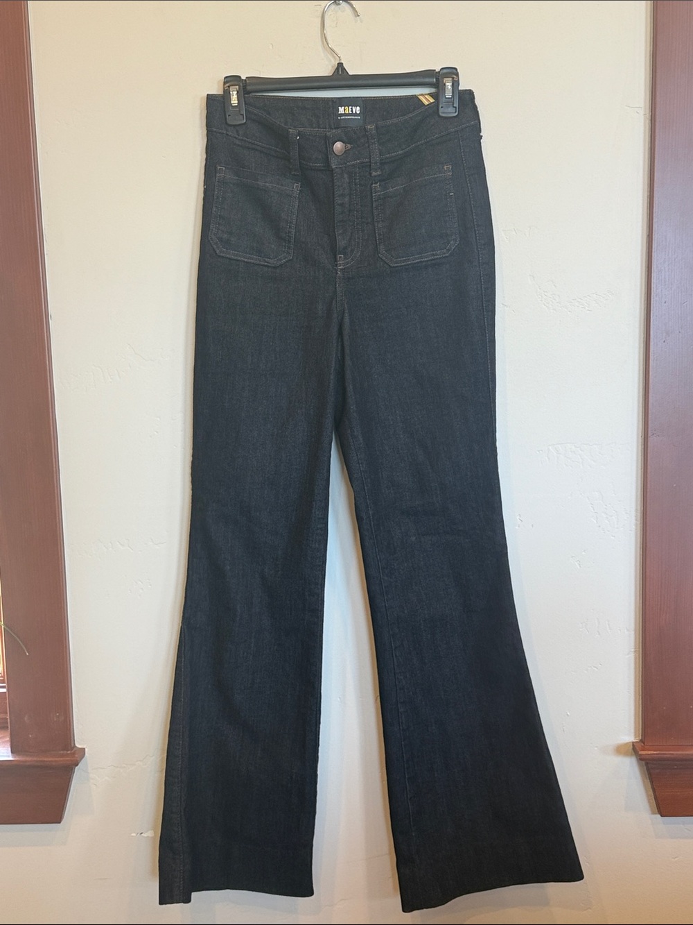 Maeve by Anthropologie Colette Full Length Wide Leg Jeans in Dark Wash size 26